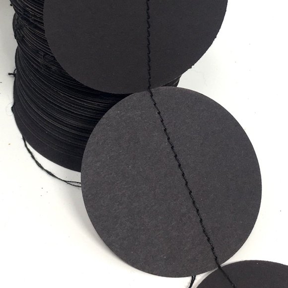 Black Dark Grey Round Paper Large Circle Party Halloween Extra Long Garland - Picture 14 of 16